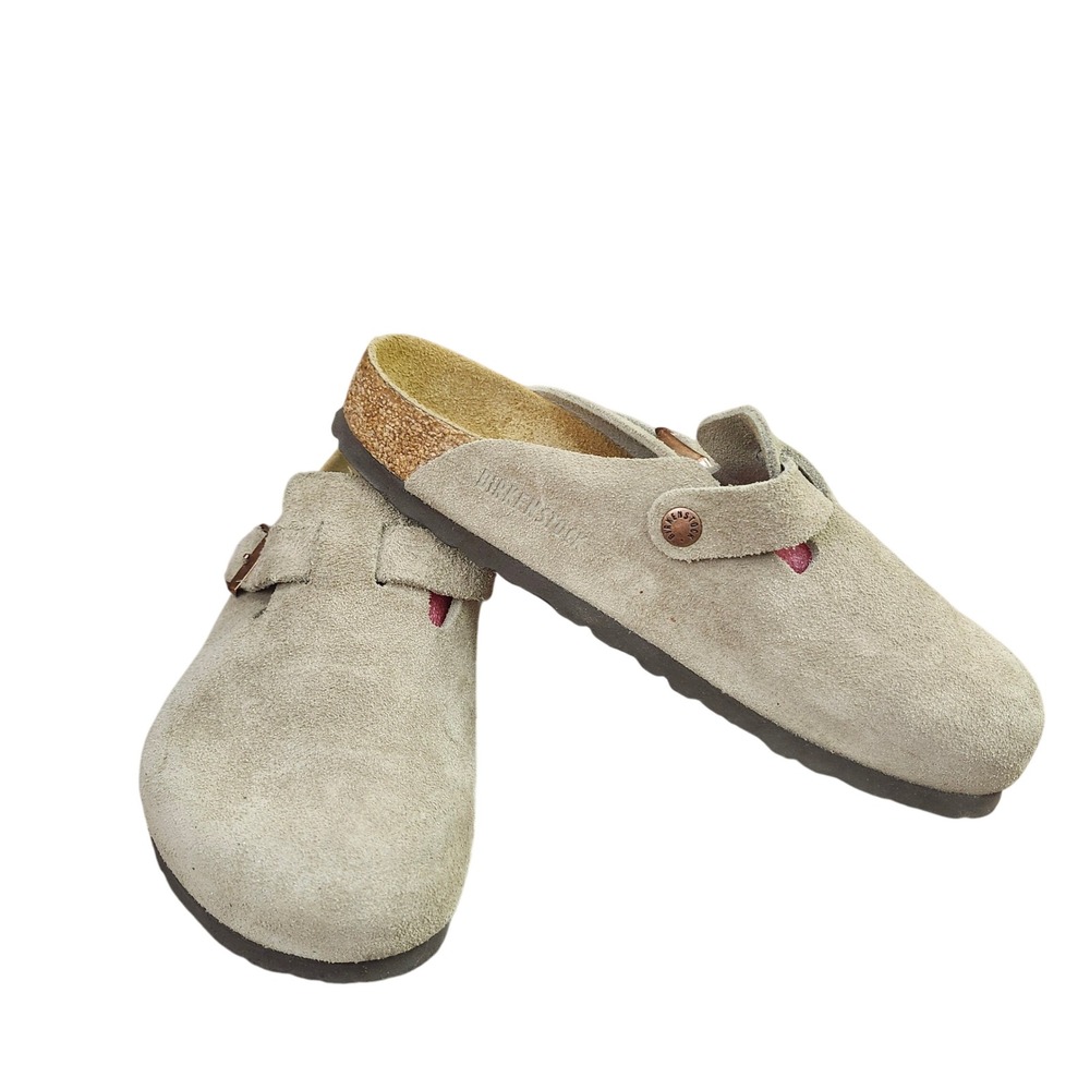 Birkenstock Boston Taupe Suede Soft Footbed Clogs EU 39 US Women 8-8.5